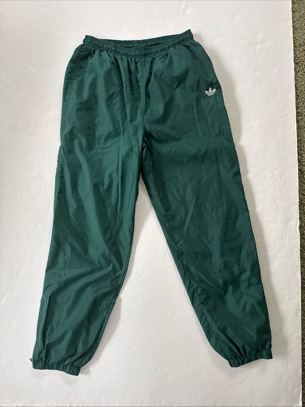 Vintage Adidas Original Green White Trefoil Nylon Track Suit Large 90s Logo - Picture 6 of 11